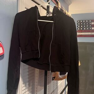 Black Cropped Hoodie Jacket
